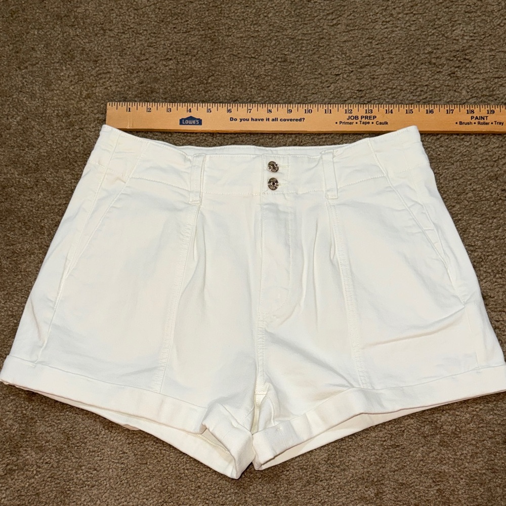 PAIGE High Waist Cuffed White Women's Shorts